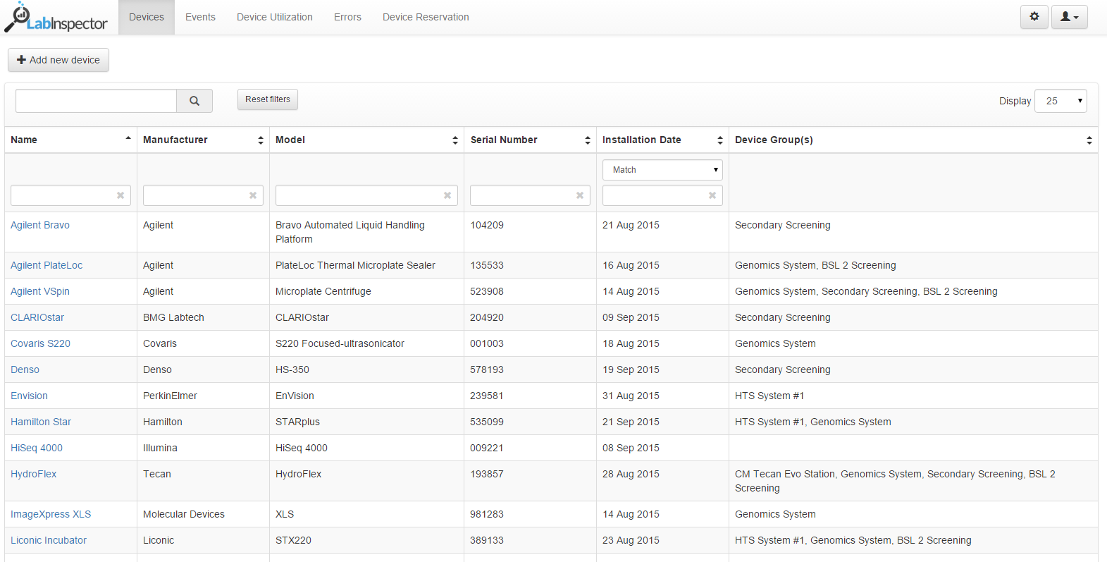 An image that shows the asset management page