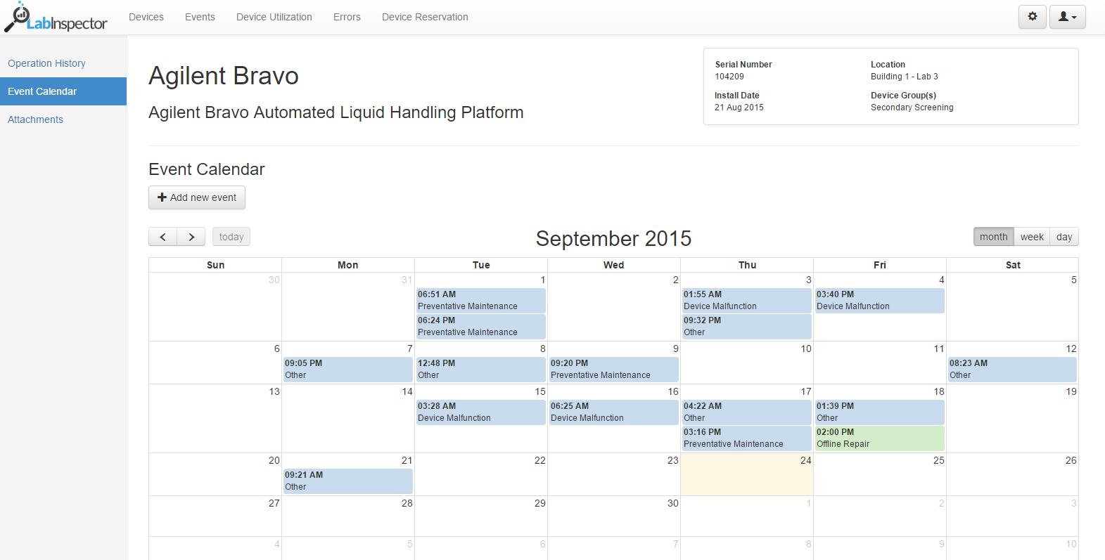 An image that shows the asset calendar